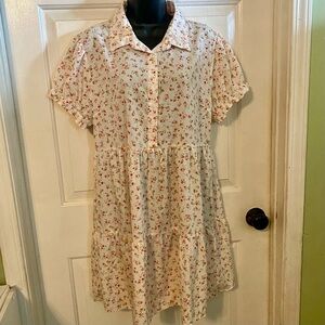 indulge Cream Dress with Pink and Yellow Floral Print